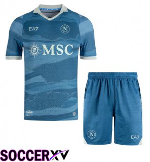 SSC Napoli Kids Soccer Jersey Fourth Soccer Jersey Blue 2024/2025