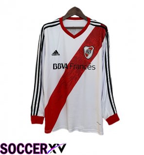 River Plate Retro Home Soccer Jersey Long sleeve White Red 2013-2014