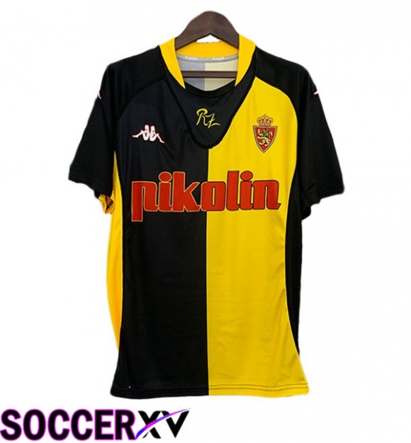 Real Zaragoza Retro Away Soccer Jersey Yellow Black 2001-2002