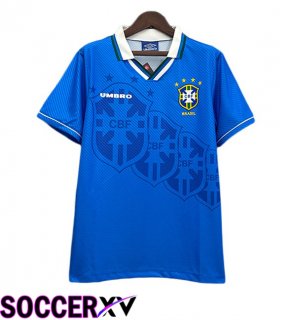 Brazil Retro Away Soccer Jersey Blue 1996