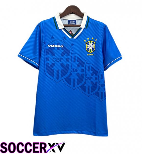 Brazil Retro Away Soccer Jersey Blue 1996