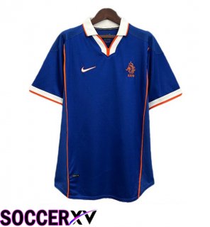 Netherlands Retro Away Soccer Jersey Blue 1998
