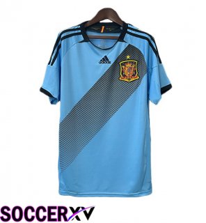 Spain Retro Away Soccer Jersey Blue 2012