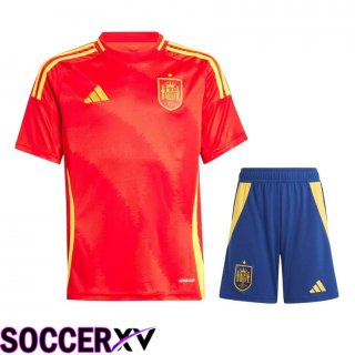 Spain Home Soccer Jersey + Shorts Kit UEFA Euro 2024