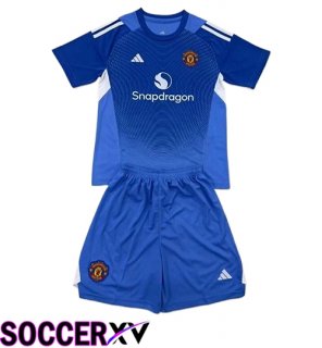 Manchester United Kids Goalkeeper Soccer Jersey Blue 2025/2026