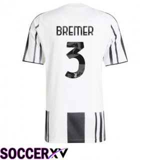 Juventus (BREMER 3) Home Soccer Jersey Black White 2025/2026