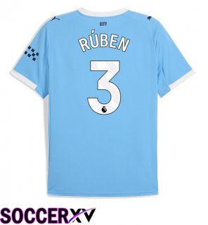 Manchester City (Ruben Dias 3) Home Soccer Jersey Blue 2025/2026