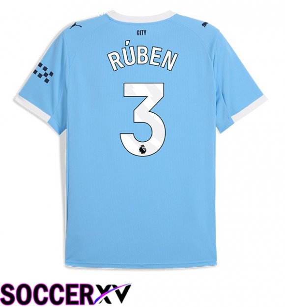 Manchester City (Ruben Dias 3) Home Soccer Jersey Blue 2025/2026
