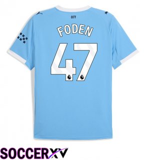 Manchester City (Phil Foden 47) Home Soccer Jersey Blue 2025/2026