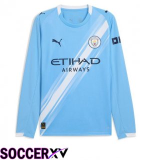 Manchester City Home Soccer Jersey Long sleeve Blue 2025/2026