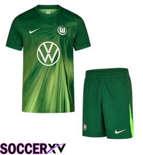 Vfl Wolfsburg Kids Home Soccer Jersey Green 2025/2026