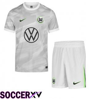 Vfl Wolfsburg Kids Away Soccer Jersey Grey 2025/2026
