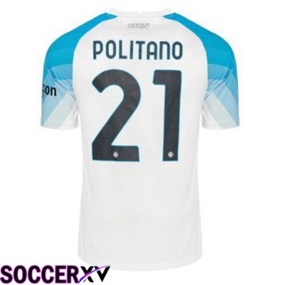 SSC Napoli (Politano 21) Soccer Jersey Face Game Blue White 2022/2023
