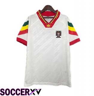 Portugal Retro Away Soccer Jersey White 1992-1994