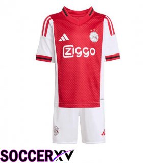 Soccer Jersey AFC Ajax Kids Home Red White 2025/2026