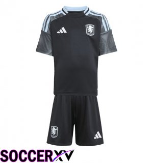 Soccer Jersey Aston Villa Kids Away Black 2025/2026