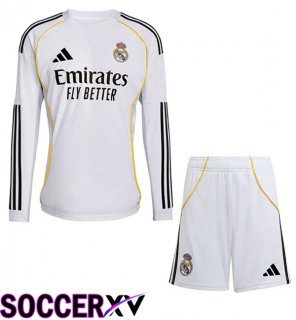 Soccer Jersey Real Madrid Kids Home Long sleeve White 2025/2026