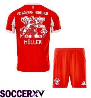 Soccer Jersey Bayern Munich (Müller 25) Kids Home Special Edition Red 2025/2026