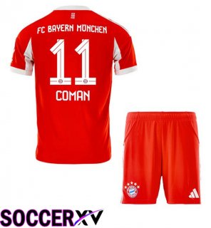 Soccer Jersey Bayern Munich (Coman 11) Kids Home Red 2025/2026