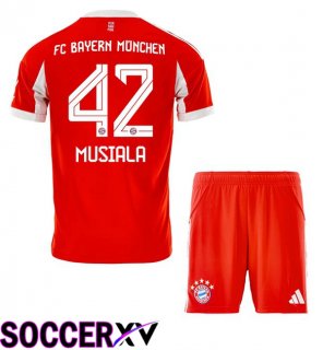 Soccer Jersey Bayern Munich (Musiala 42) Kids Home Red 2025/2026