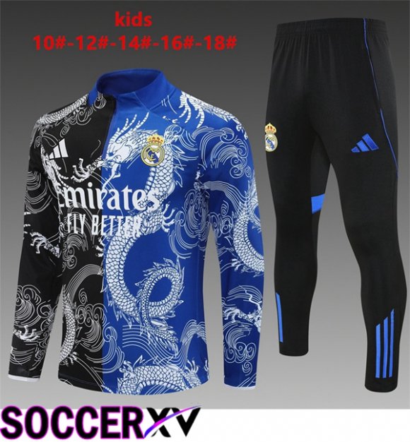 kit Training Tracksuit Real Madrid Kids Black Blue 2025/2026