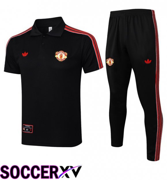 Soccer Polo Manchester United + Training Pants Black 2025/2026