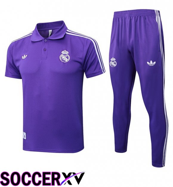 Soccer Polo Real Madrid + Training Pants Purple 2025/2026