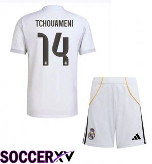 Soccer Jersey Real Madrid (Tchouameni 14) Kids Home White 2025/2026