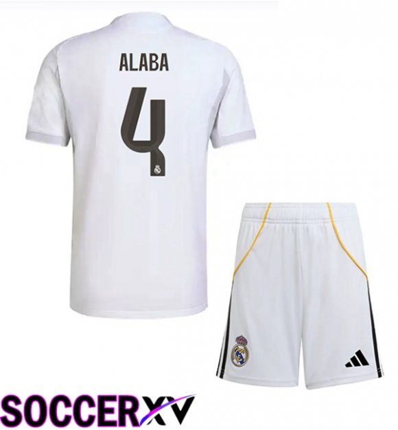 Soccer Jersey Real Madrid (Alaba 4) Kids Home White 2025/2026