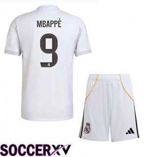 Soccer Jersey Real Madrid (Mbappé 9) Kids Home White 2025/2026