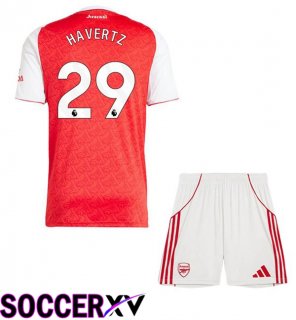 Soccer Jersey Arsenal (HAVERTZ 29) Kids Home Red White 2025/2026