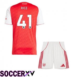 Soccer Jersey Arsenal (RICE 41) Kids Home Red White 2025/2026
