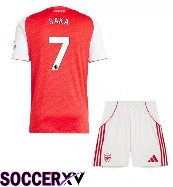 Soccer Jersey Arsenal (SAKA 7) Kids Home Red White 2025/2026