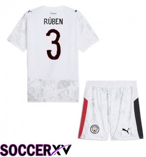 Soccer Jersey Manchester City Club World Cup (Ruben Dias 3) Kids Home White 2025/2026