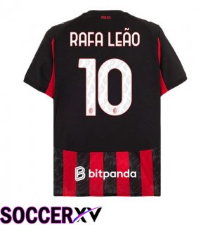 Soccer Jersey AC Milan (Rafa Leão 10) Home Red Black 2025/2026