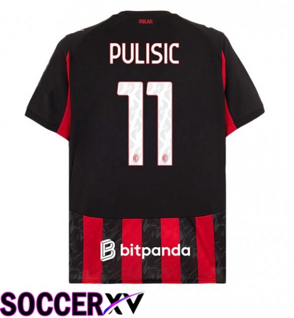 Soccer Jersey AC Milan (Pulisic 11) Home Red Black 2025/2026