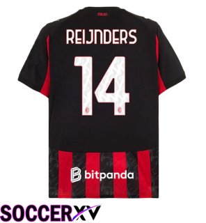 Soccer Jersey AC Milan (Reijnders 14) Home Red Black 2025/2026