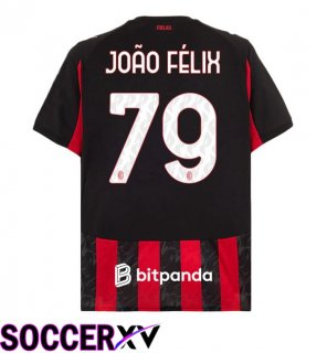 Soccer Jersey AC Milan (João Félix 79) Home Red Black 2025/2026