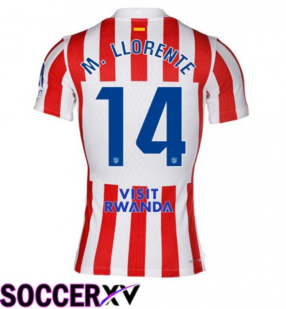 Soccer Jersey Atletico Madrid (M. LLORENTE 14) Home Red 2025/2026