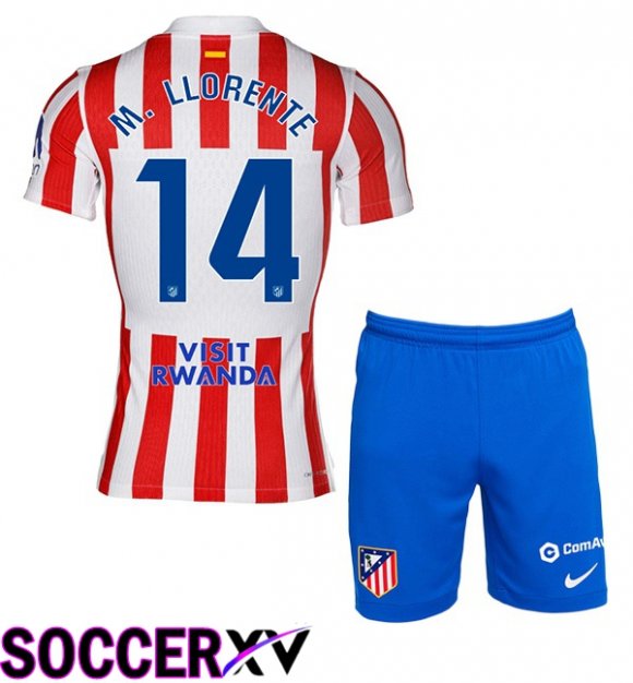 Soccer Jersey Atletico Madrid (M. LLORENTE 14) Kids Home Red 2025/2026