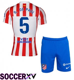 Soccer Jersey Atletico Madrid (R. De PAUL 5) Kids Home Red 2025/2026