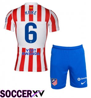 Soccer Jersey Atletico Madrid (KOKE 6) Kids Home Red 2025/2026