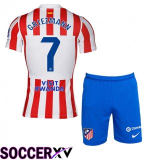 Soccer Jersey Atletico Madrid (GRIEZMANN 7) Kids Home Red 2025/2026
