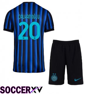 Soccer Jersey Inter Milan (ÇALHANOĞLU 20) Kids Home Blue Black 2025/2026
