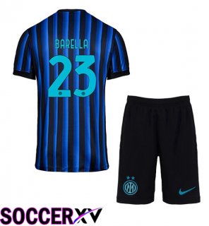 Soccer Jersey Inter Milan (BARELLA 23) Kids Home Blue Black 2025/2026