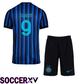 Soccer Jersey Inter Milan (THURAM 9) Kids Home Blue Black 2025/2026