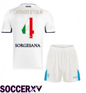 Soccer Jersey SSC Napoli Campioni D'Italia Kids Away White 2024/2025