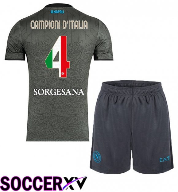 Soccer Jersey SSC Napoli Campioni D'Italia Kids Third Grey 2024/2025
