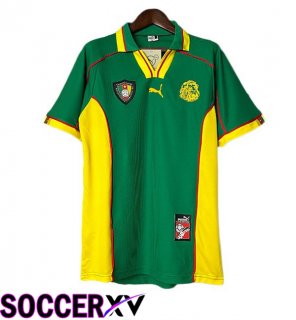 Soccer Jersey Cameroon Retro Home Green Yellow 1998