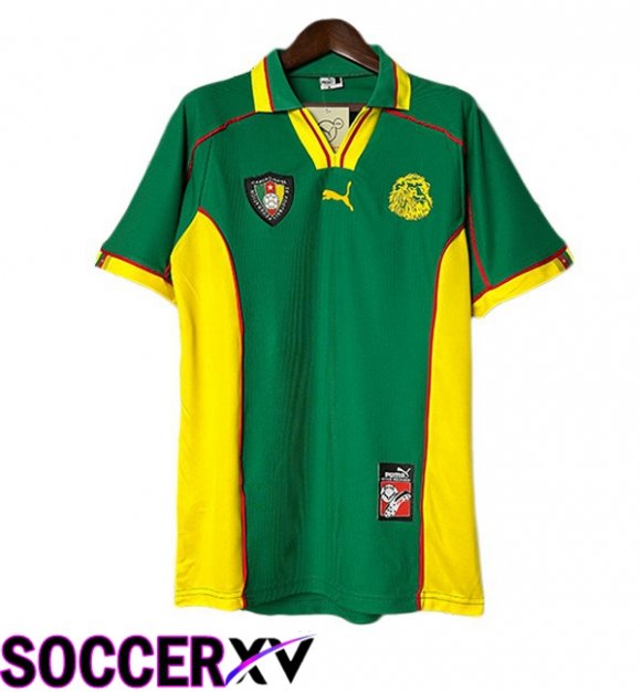 Soccer Jersey Cameroon Retro Home Green Yellow 1998